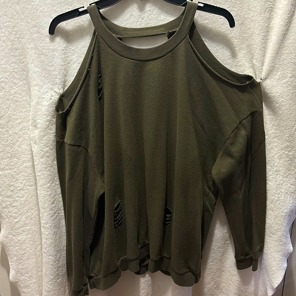Olive cutout sweater